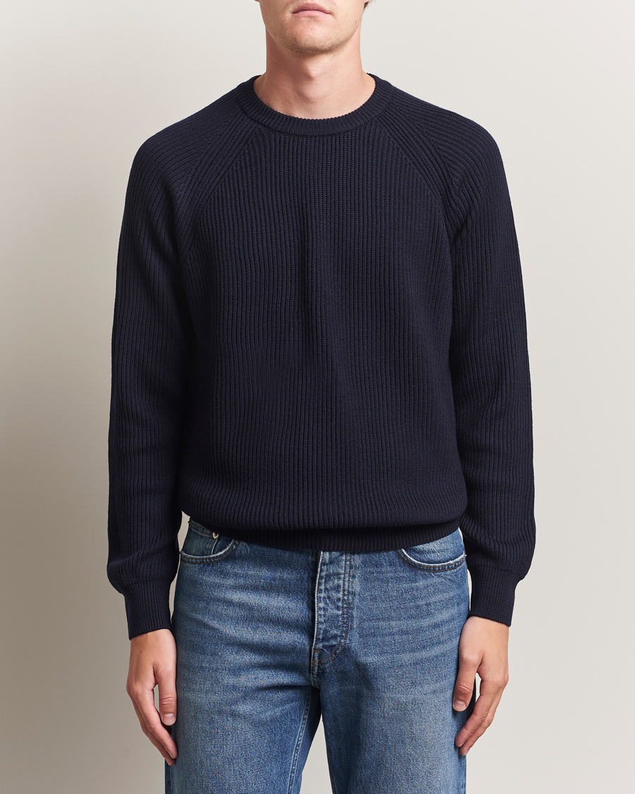 Men | Sweaters & Knitwear | Morgano | Merino Knitted Fisherman Ribb Navy