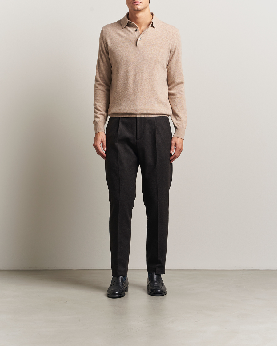Men | Sweaters & Knitwear | Morgano | Wool/Cashmere Polo Beige