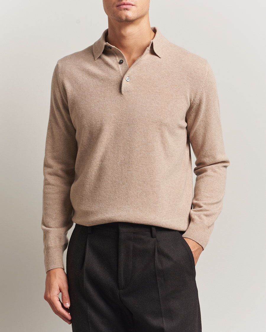 Men | Sweaters & Knitwear | Morgano | Wool/Cashmere Polo Beige