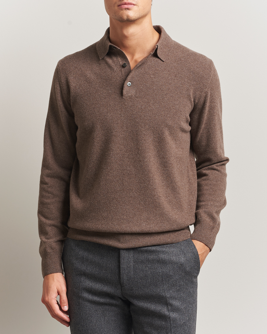 Men | Sweaters & Knitwear | Morgano | Wool/Cashmere Polo Brown