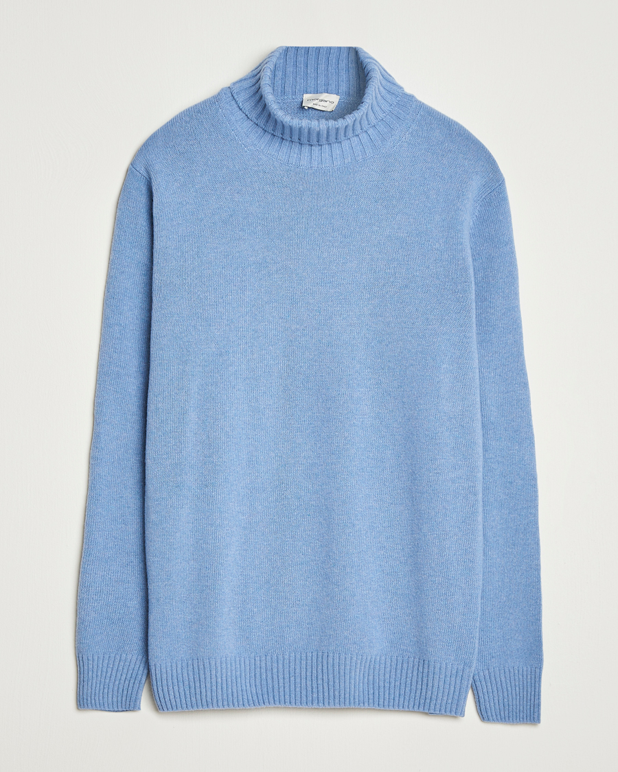 Men | Sweaters & Knitwear | Morgano | Wool/Cashmere Heavy Knit Rollneck Light Blue