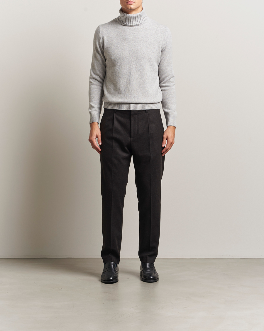 Men | Sweaters & Knitwear | Morgano | Wool/Cashmere Heavy Knit Rollneck Light Grey