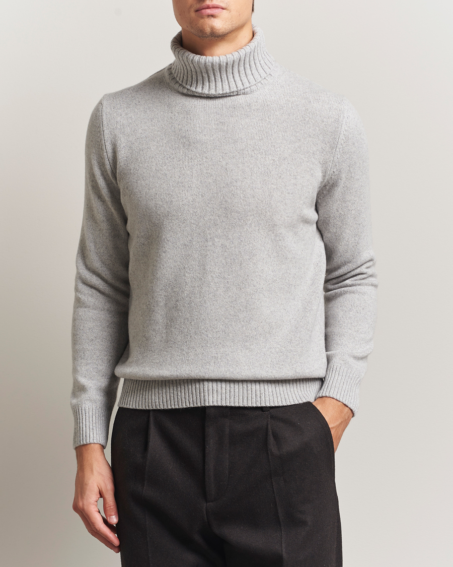Men | Sweaters & Knitwear | Morgano | Wool/Cashmere Heavy Knit Rollneck Light Grey