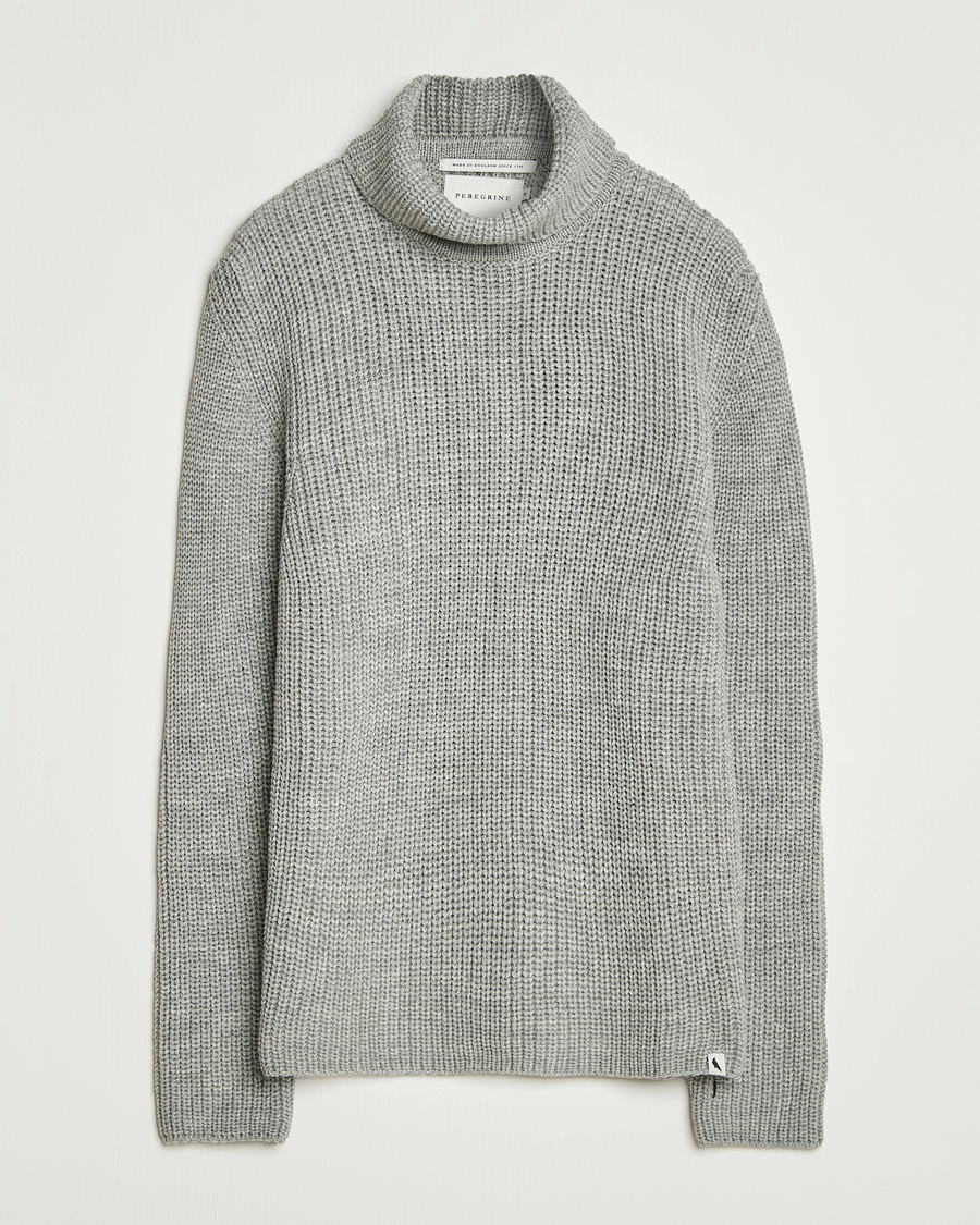 Men | Sweaters & Knitwear | Peregrine | Wilkinson Knitted Merino Rollneck Light Grey