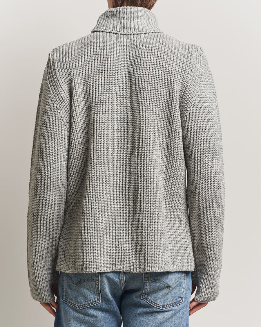 Men | Sweaters & Knitwear | Peregrine | Wilkinson Knitted Merino Rollneck Light Grey