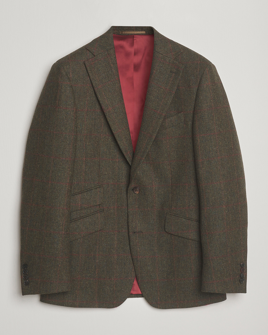Men | Blazers | Walker Slater | Edward Lambswool Windowpane Blazer Dark Green