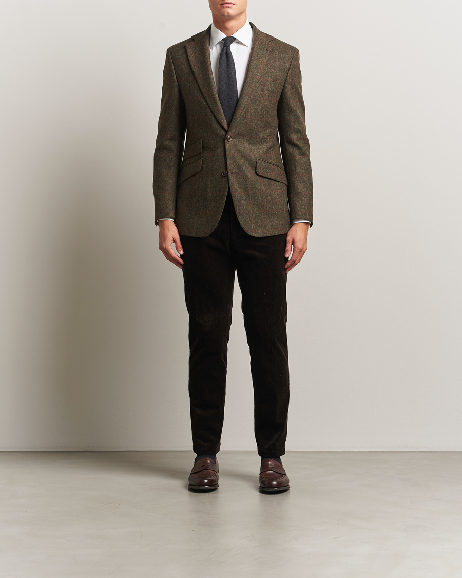 Men | Blazers | Walker Slater | Edward Lambswool Windowpane Blazer Dark Green