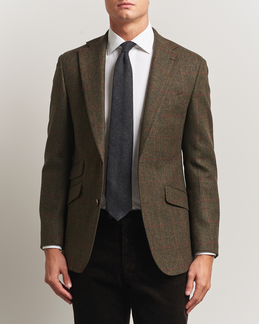 Men | Blazers | Walker Slater | Edward Lambswool Windowpane Blazer Dark Green