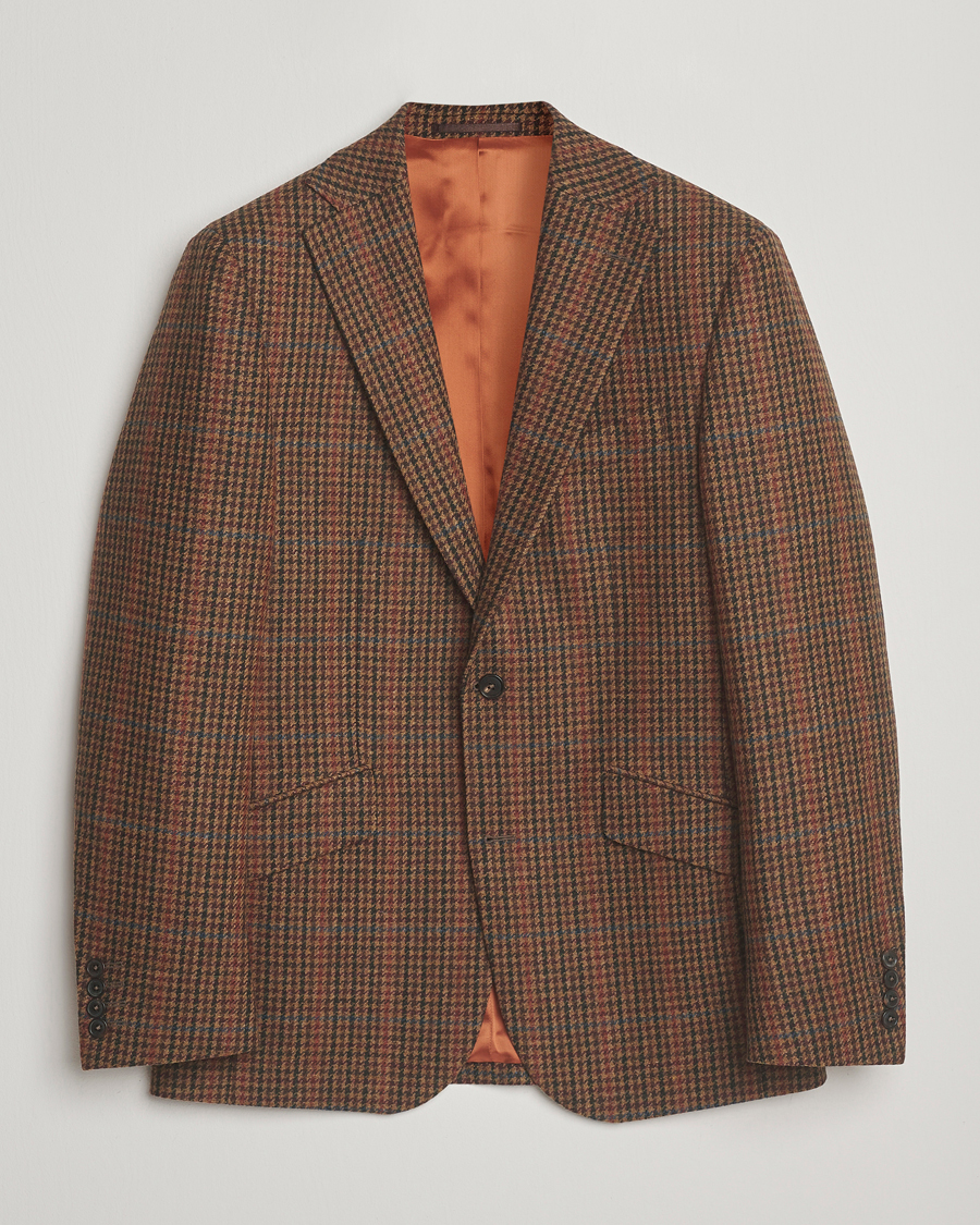 Men | Blazers | Walker Slater | Edward Lambswool Dogtooth Blazer Brown
