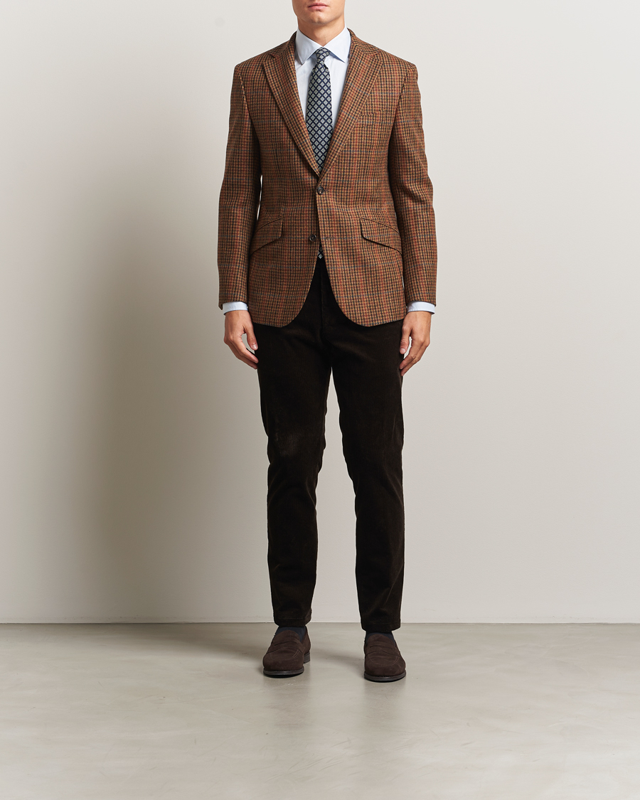 Men | Blazers | Walker Slater | Edward Lambswool Dogtooth Blazer Brown