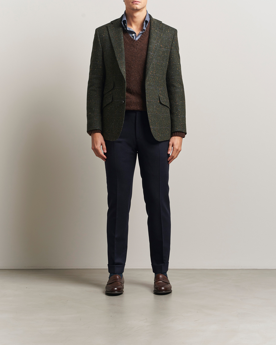 Men | Blazers | Walker Slater | Edward Lambswool Donegal Windowpane Blazer Dark Green