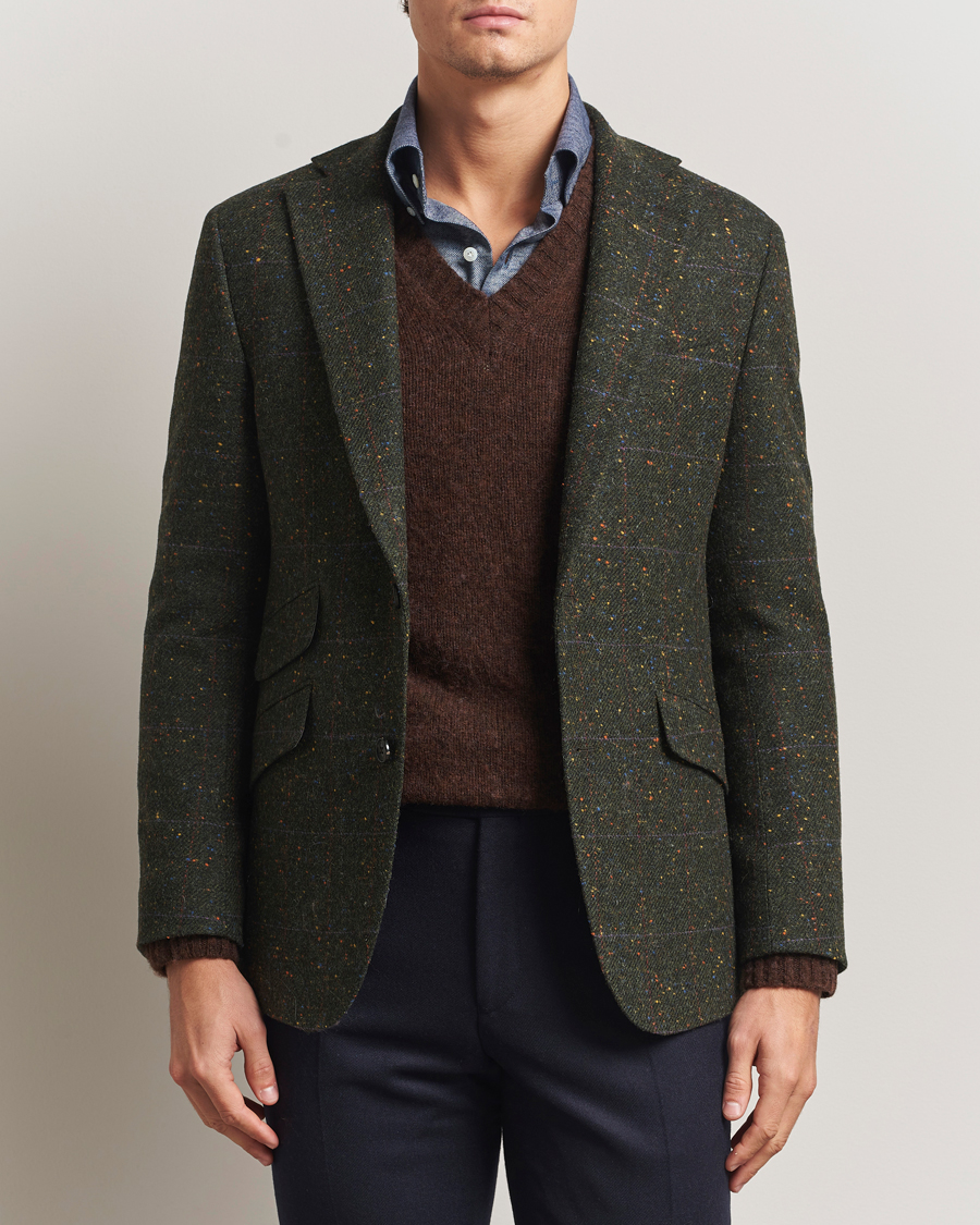 Men | Blazers | Walker Slater | Edward Lambswool Donegal Windowpane Blazer Dark Green
