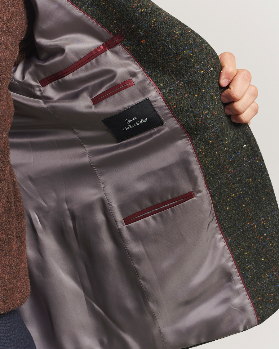 Men | Blazers | Walker Slater | Edward Lambswool Donegal Windowpane Blazer Dark Green