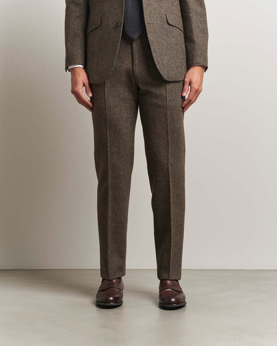 Men | Trousers | Walker Slater | Edward Shetland Wool Donegal Trousers Dark Green
