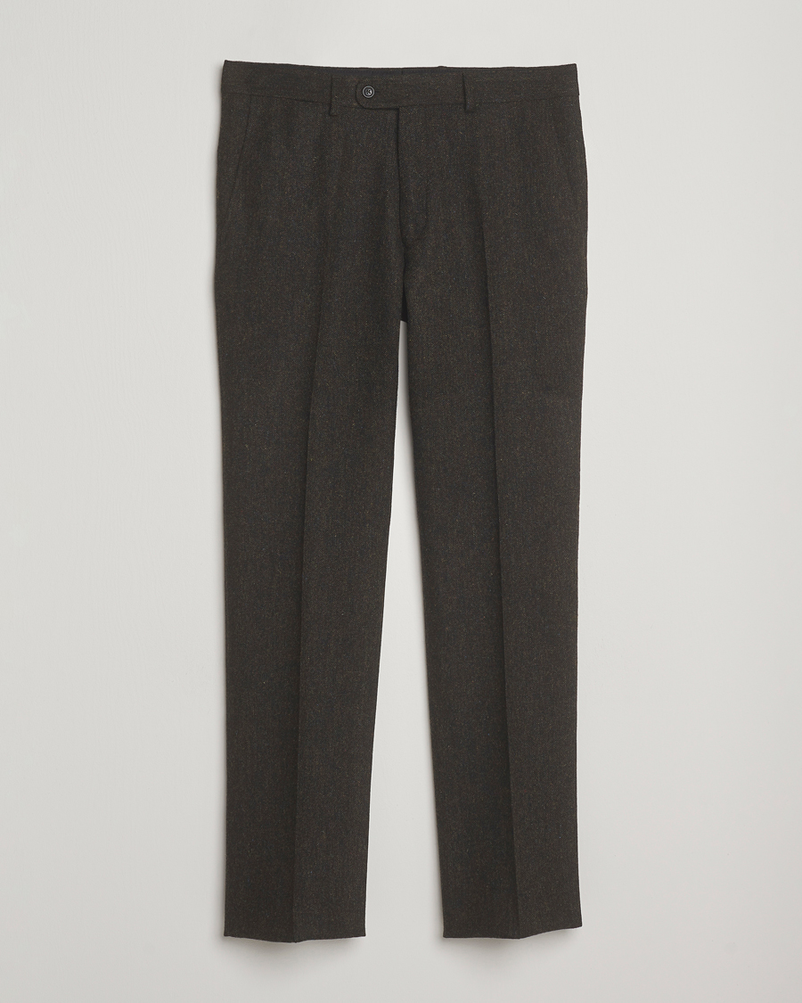 Men | Trousers | Walker Slater | Edward Shetland Wool Donegal Trousers Dark Brown