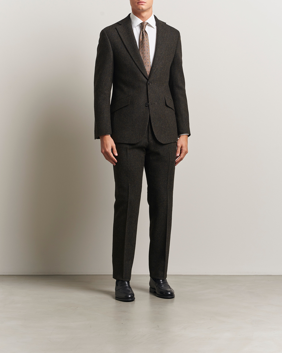 Men | Trousers | Walker Slater | Edward Shetland Wool Donegal Trousers Dark Brown