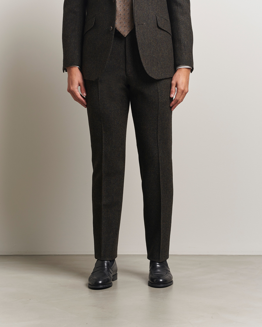Men | Trousers | Walker Slater | Edward Shetland Wool Donegal Trousers Dark Brown