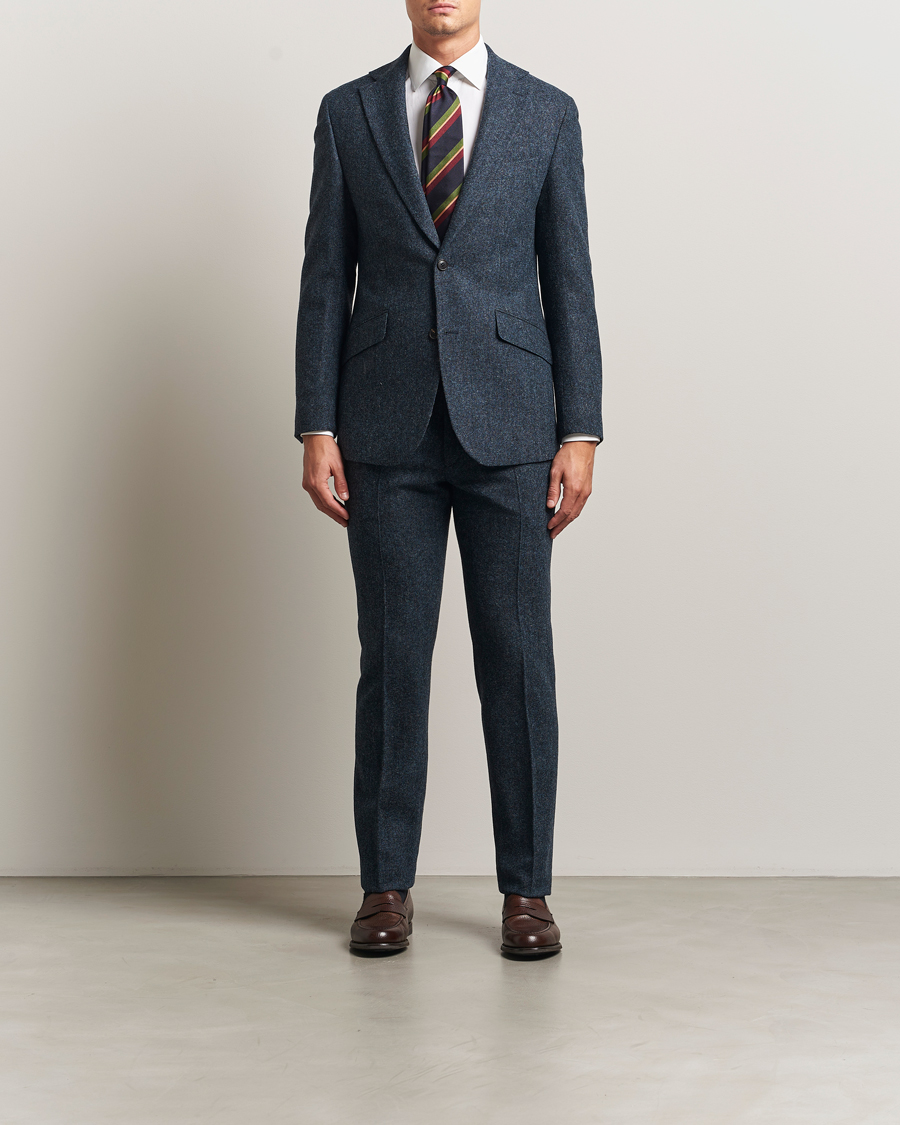 Men | Blazers | Walker Slater | Edward Shetland Wool Donegal Trousers Navy
