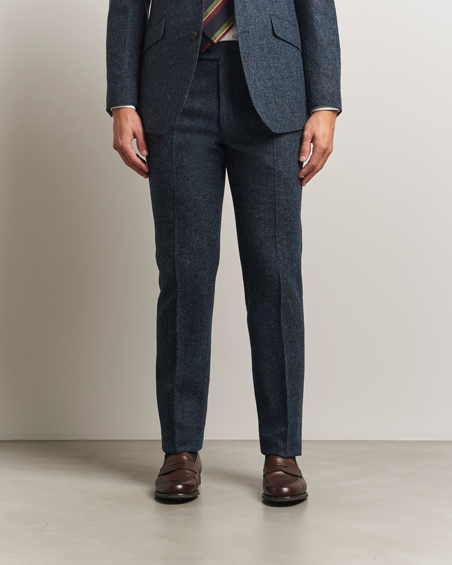 Men | Blazers | Walker Slater | Edward Shetland Wool Donegal Trousers Navy