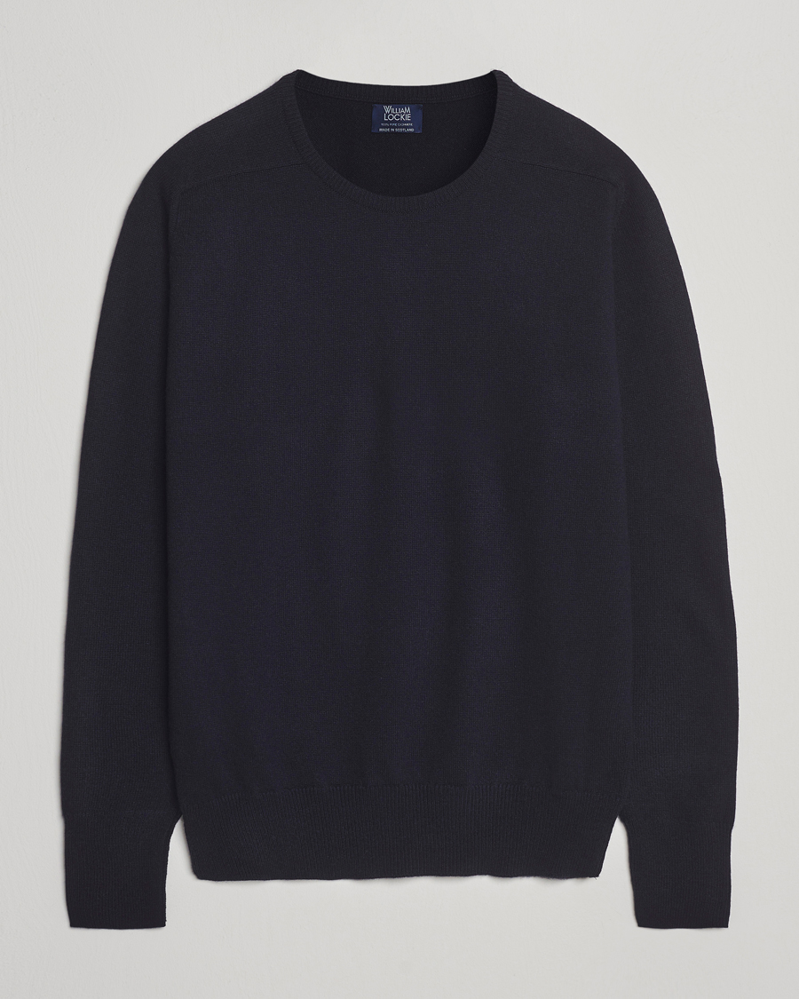 Men | Sweaters & Knitwear | William Lockie | Melrose Cashmere Crew Neck Dark Navy