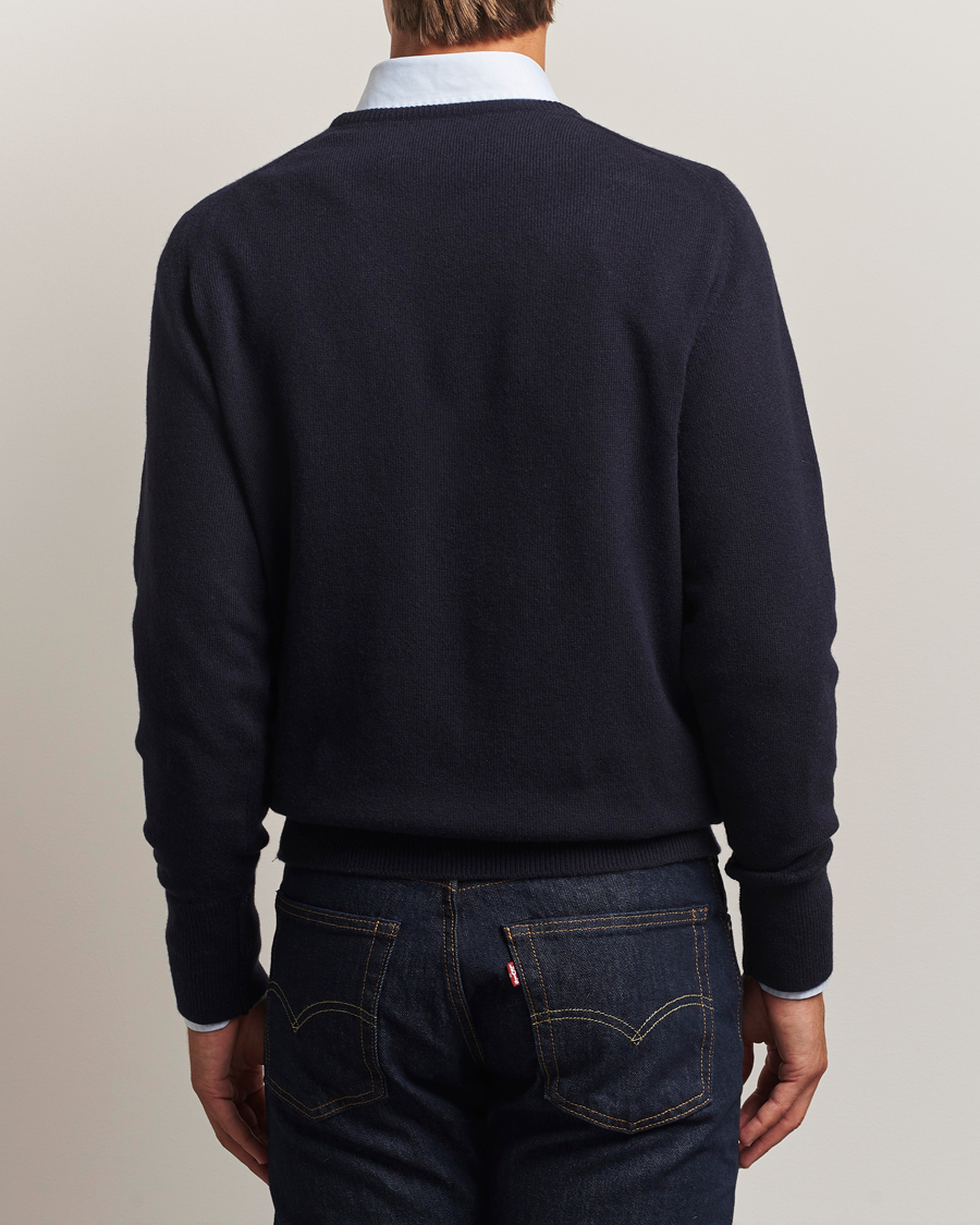 Men | Sweaters & Knitwear | William Lockie | Melrose Cashmere Crew Neck Dark Navy
