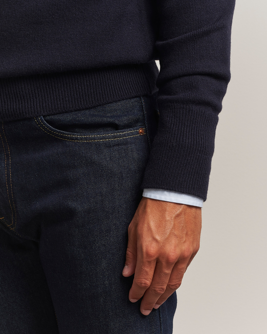Men | Sweaters & Knitwear | William Lockie | Melrose Cashmere Crew Neck Dark Navy