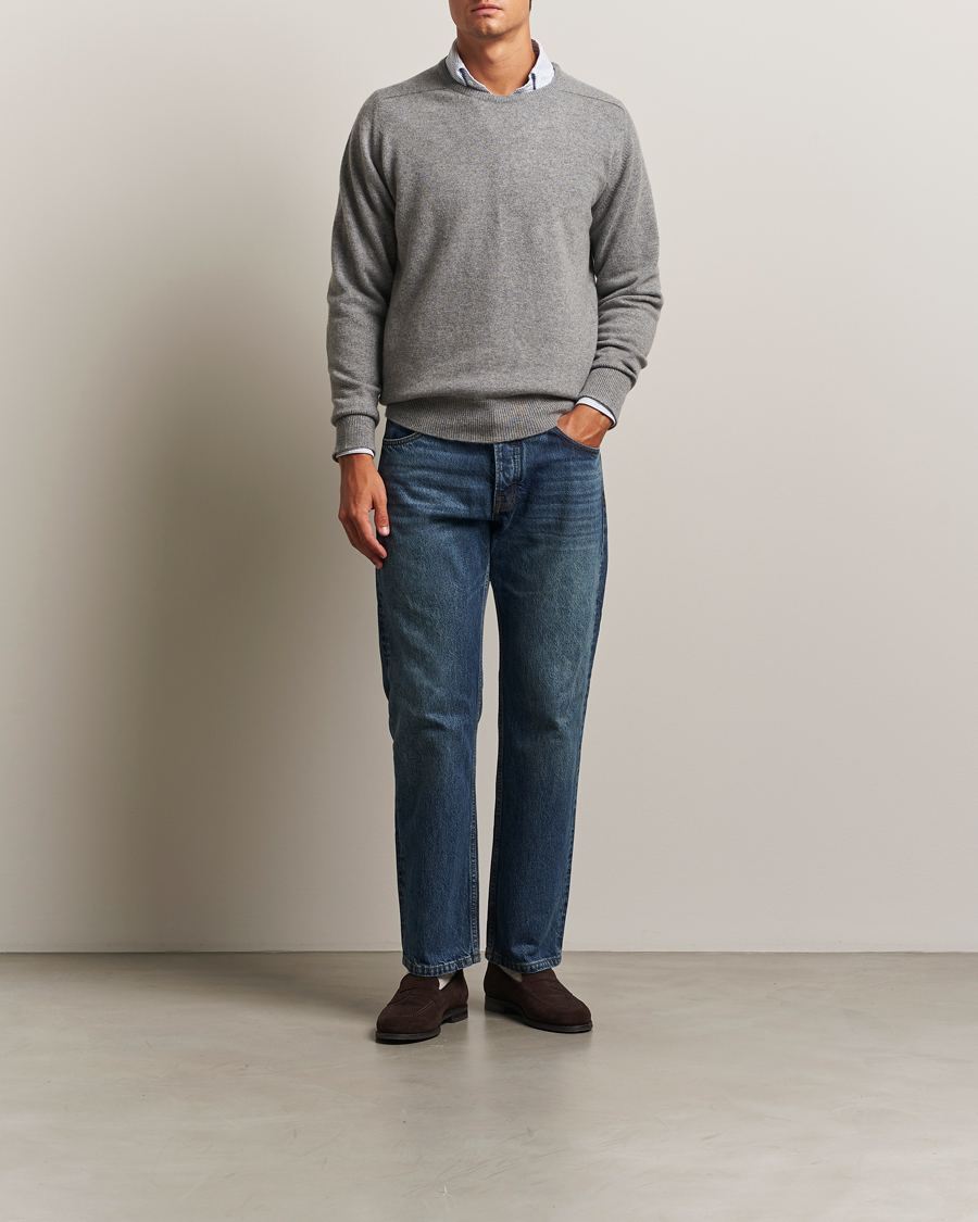Men | Sweaters & Knitwear | William Lockie | Melrose Cashmere Crew Neck Grey