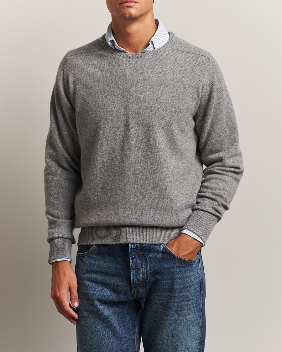 Men | Sweaters & Knitwear | William Lockie | Melrose Cashmere Crew Neck Grey