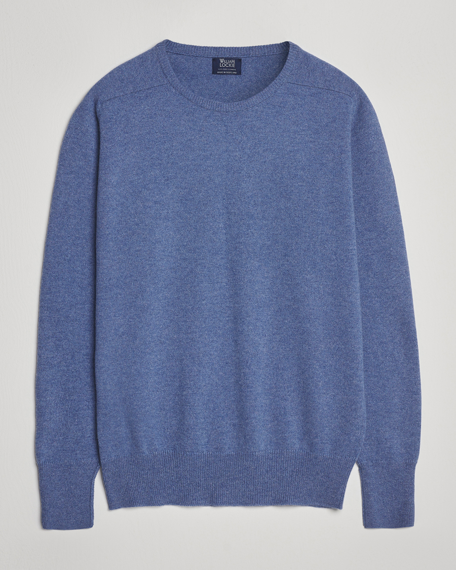 Men | Sweaters & Knitwear | William Lockie | Melrose Cashmere Crew Neck Blue