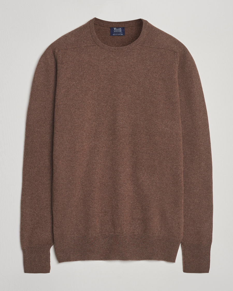 Men | Sweaters & Knitwear | William Lockie | Melrose Cashmere Crew Neck Mocha