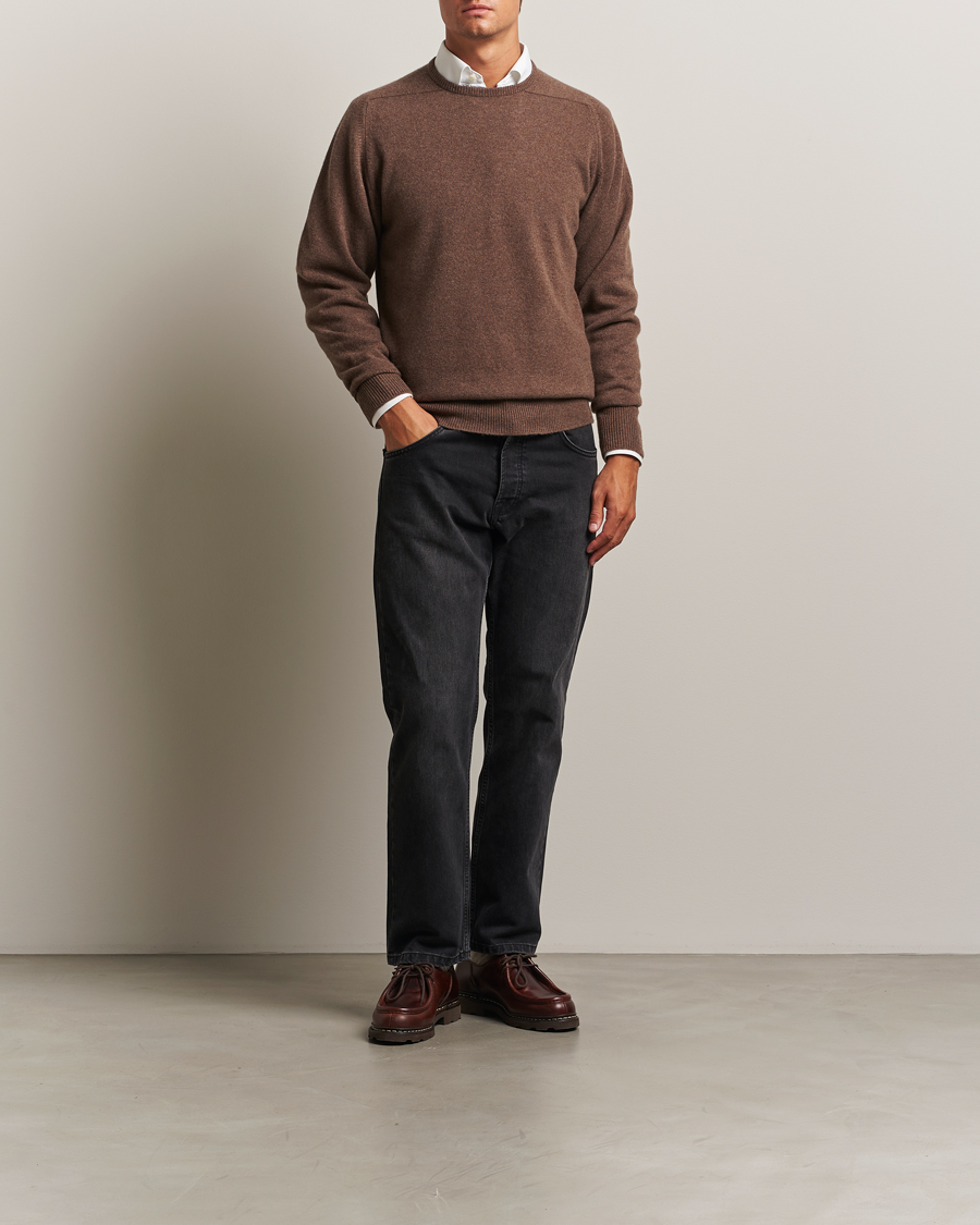 Men | Sweaters & Knitwear | William Lockie | Melrose Cashmere Crew Neck Mocha