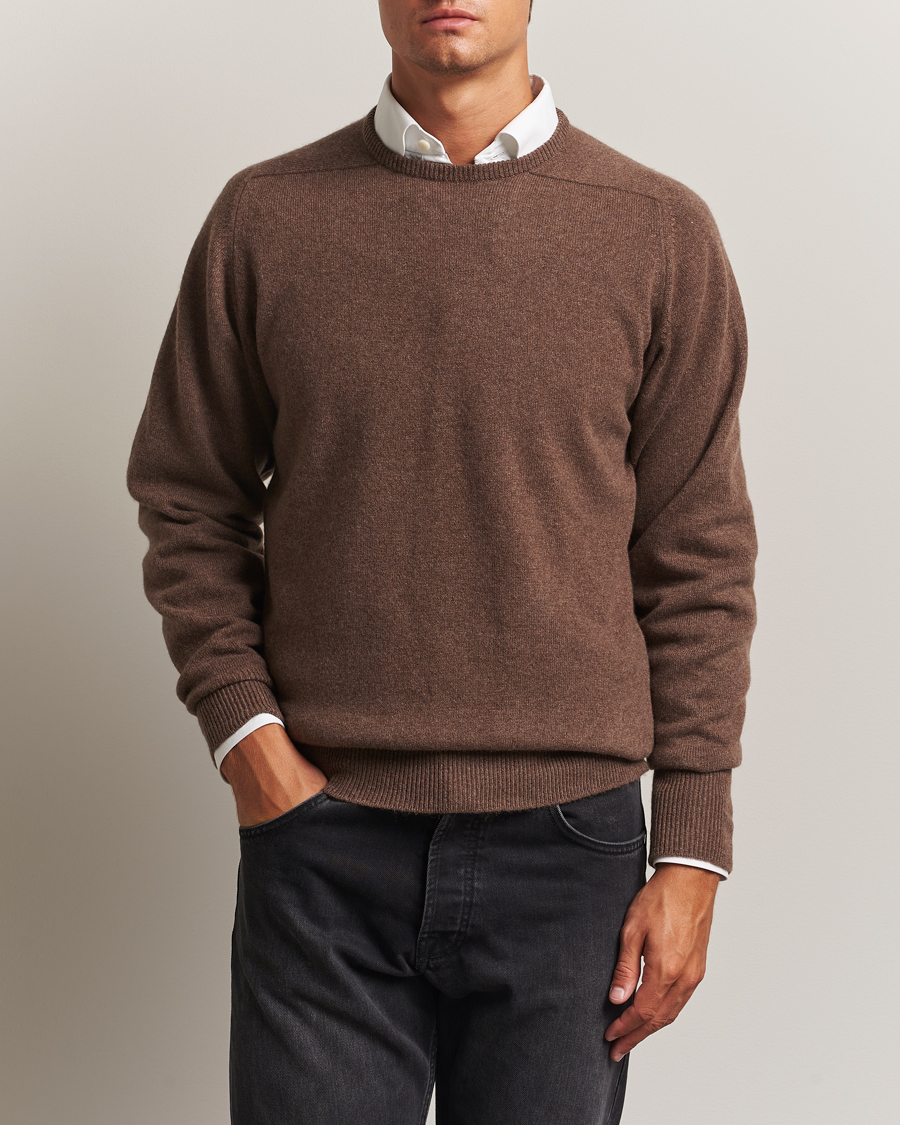 Men | Sweaters & Knitwear | William Lockie | Melrose Cashmere Crew Neck Mocha