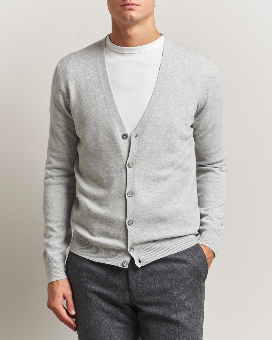 Men | Sweaters & Knitwear | Gran Sasso | Wool/Cashmere Cardigan Light Grey Melange