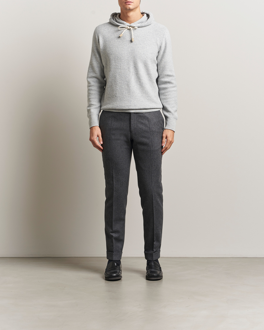 Men | Sweaters & Knitwear | Gran Sasso | Boiled Wool Hoodie Light Grey Melange