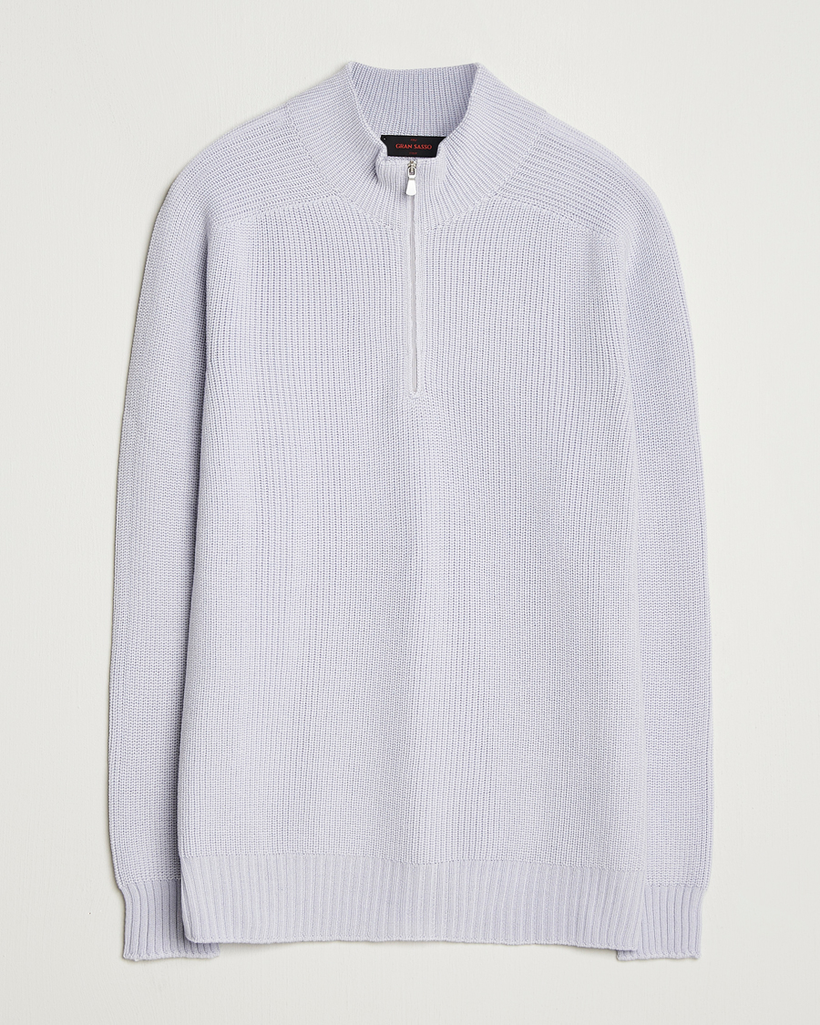 Men | Sweaters & Knitwear | Gran Sasso | Rainwool Half Zip Light Lavendel