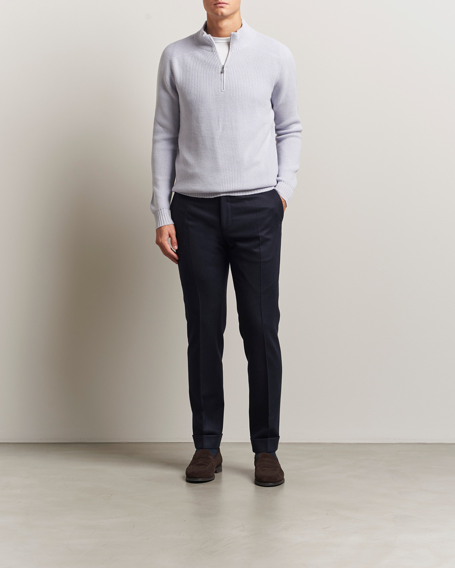 Men | Sweaters & Knitwear | Gran Sasso | Rainwool Half Zip Light Lavendel