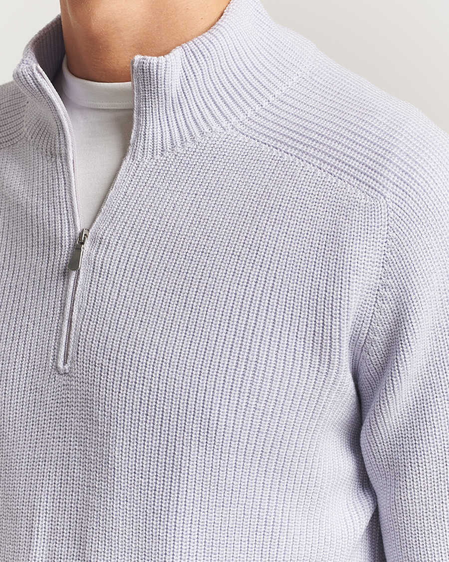 Men | Sweaters & Knitwear | Gran Sasso | Rainwool Half Zip Light Lavendel