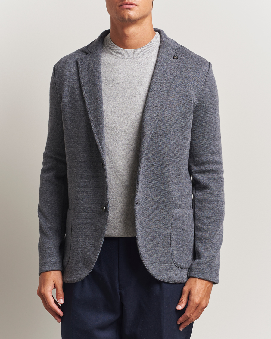 Men | Blazers | Gran Sasso | Rainwool Knitted Blazer Grey Melange