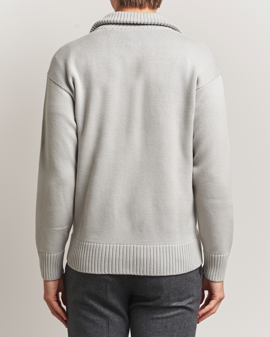 Men | Sweaters & Knitwear | Gran Sasso | Heavy Knitted Merino Full Zip Light Grey Melange