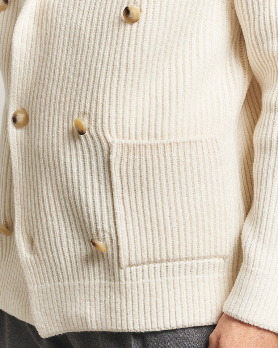 Men | Sweaters & Knitwear | Gran Sasso | Shawl Collar Heavy Knitted Wool Cardigan Cream