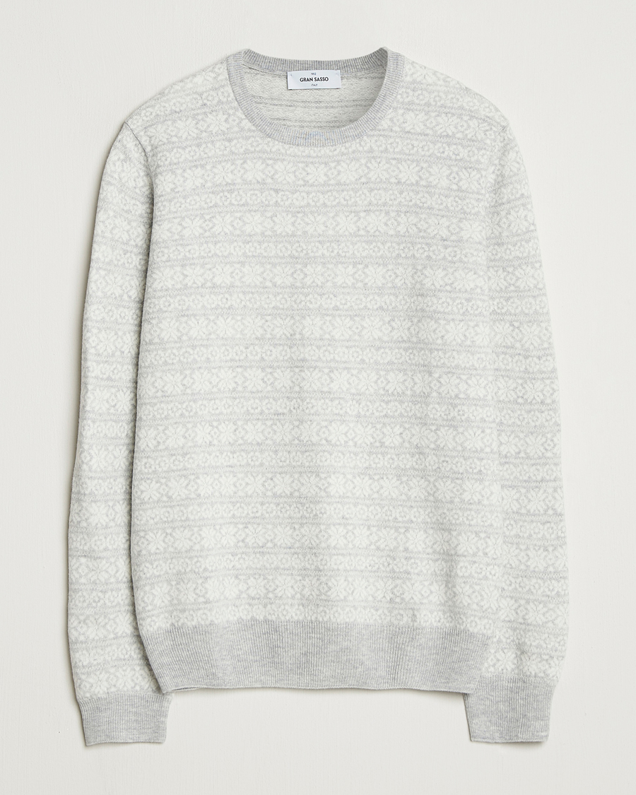 Men | Sweaters & Knitwear | Gran Sasso | Wool/Cashmere Fairisle Sweater Light Grey Melange