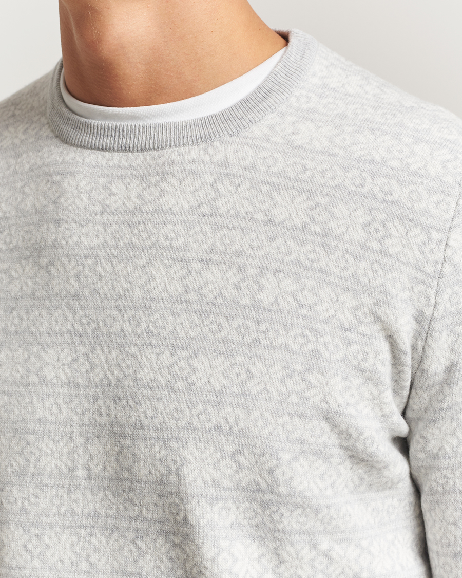 Men | Sweaters & Knitwear | Gran Sasso | Wool/Cashmere Fairisle Sweater Light Grey Melange