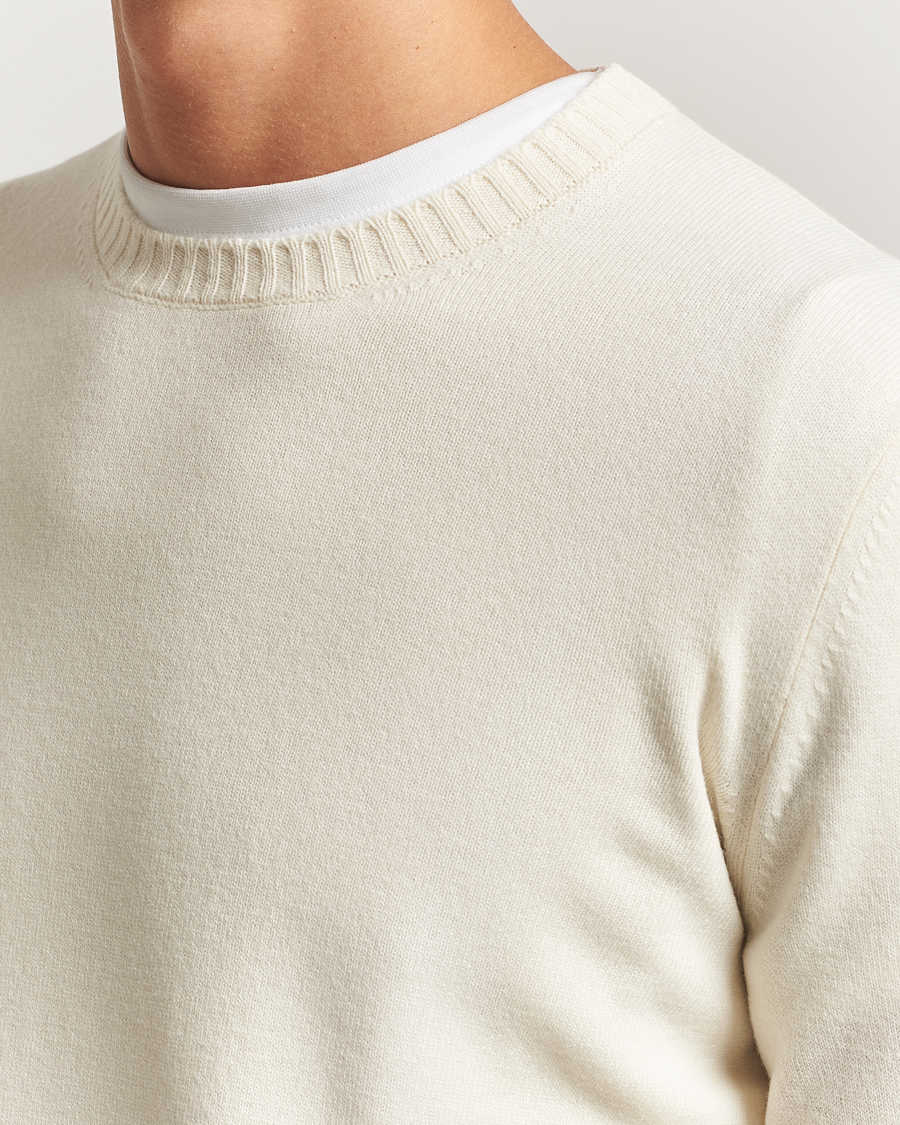Men | Sweaters & Knitwear | Gran Sasso | Wool/Cashmere Washed Crew Neck Cream Melange