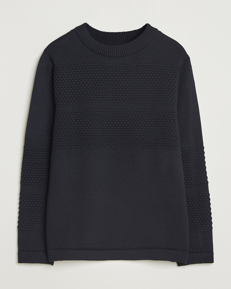 Men | Sweaters & Knitwear | S.N.S. Herning | Fisherman Wool Crew Neck Navy