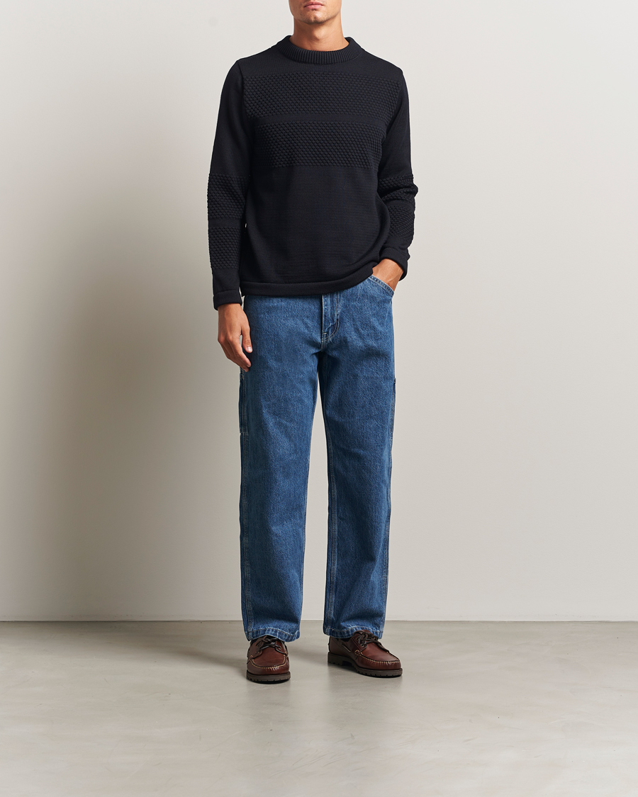 Men | Sweaters & Knitwear | S.N.S. Herning | Fisherman Wool Crew Neck Navy