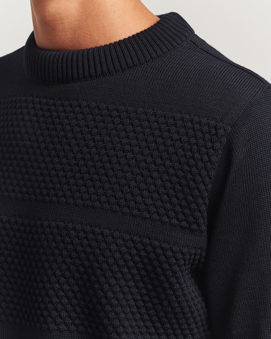 Men | Sweaters & Knitwear | S.N.S. Herning | Fisherman Wool Crew Neck Navy