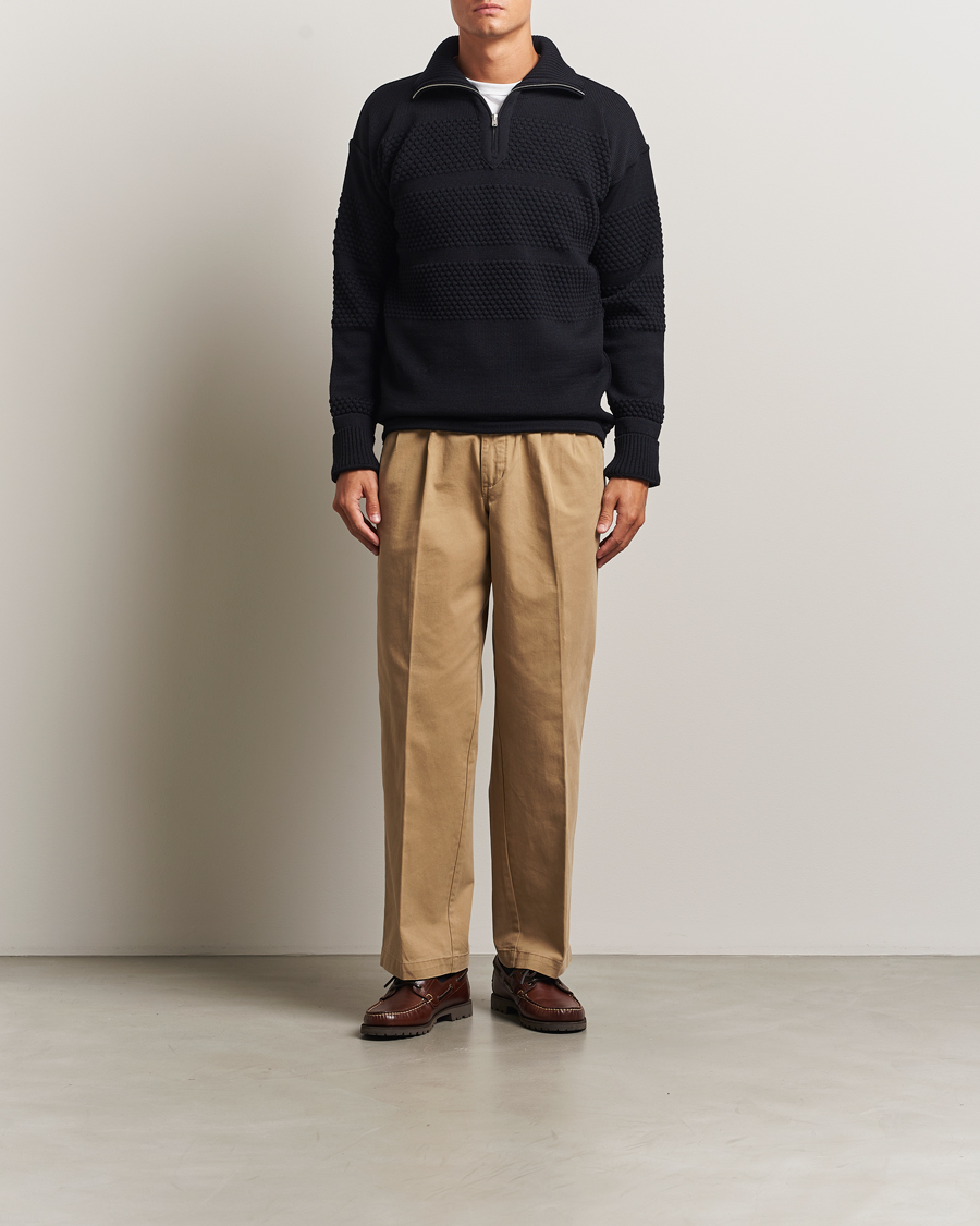 Men | Sweaters & Knitwear | S.N.S. Herning | Fisherman Short Zip Navy Blue