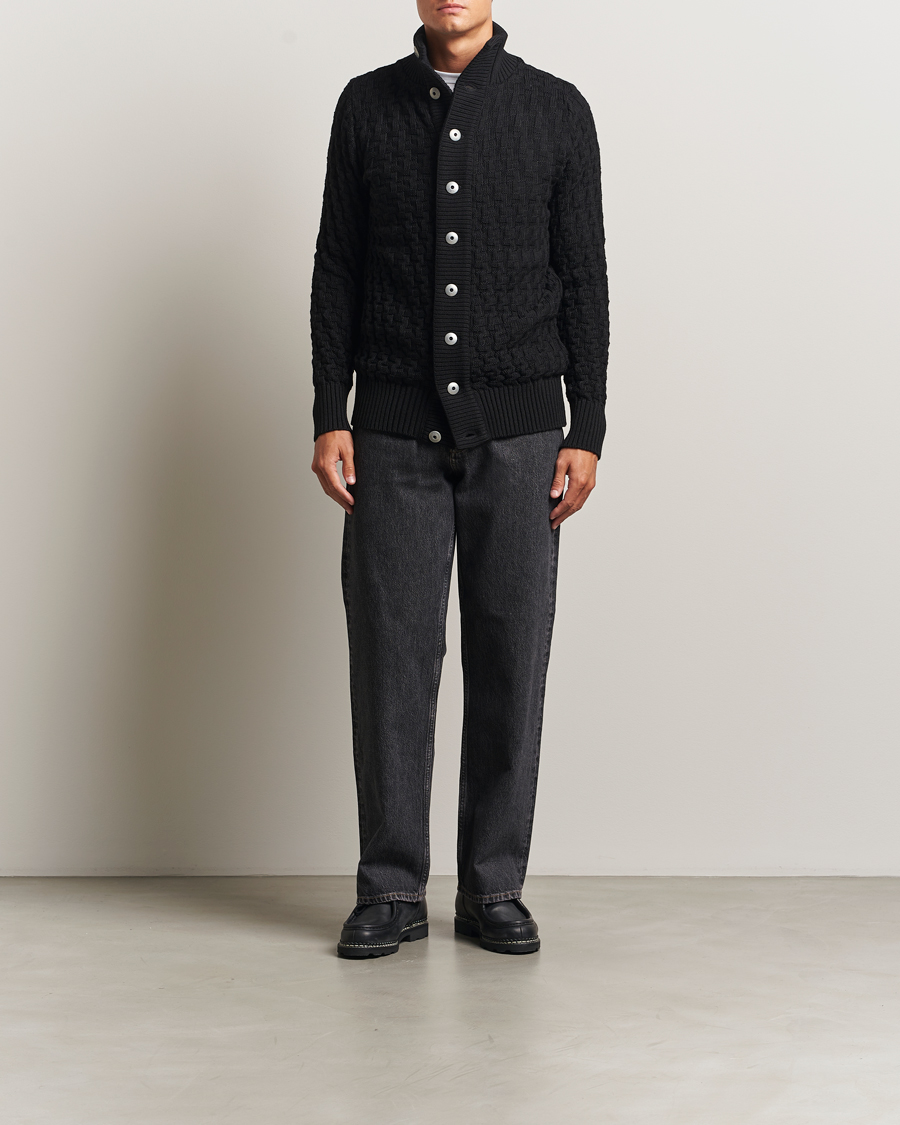 Men | Sweaters & Knitwear | S.N.S. Herning | Stark Wool Cable Cardigan Black