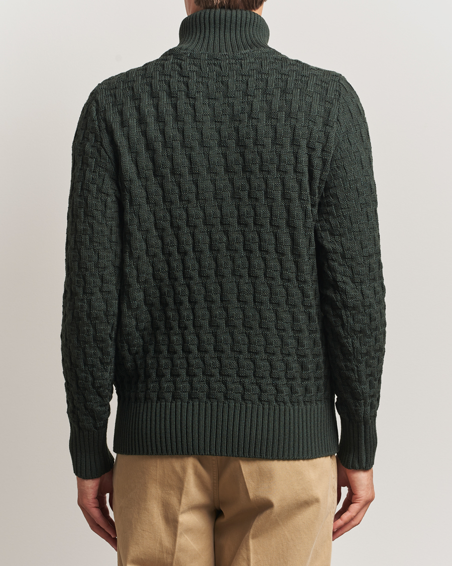 Men | Sweaters & Knitwear | S.N.S. Herning | Stark Wool Cable Cardigan Dark Forest Green