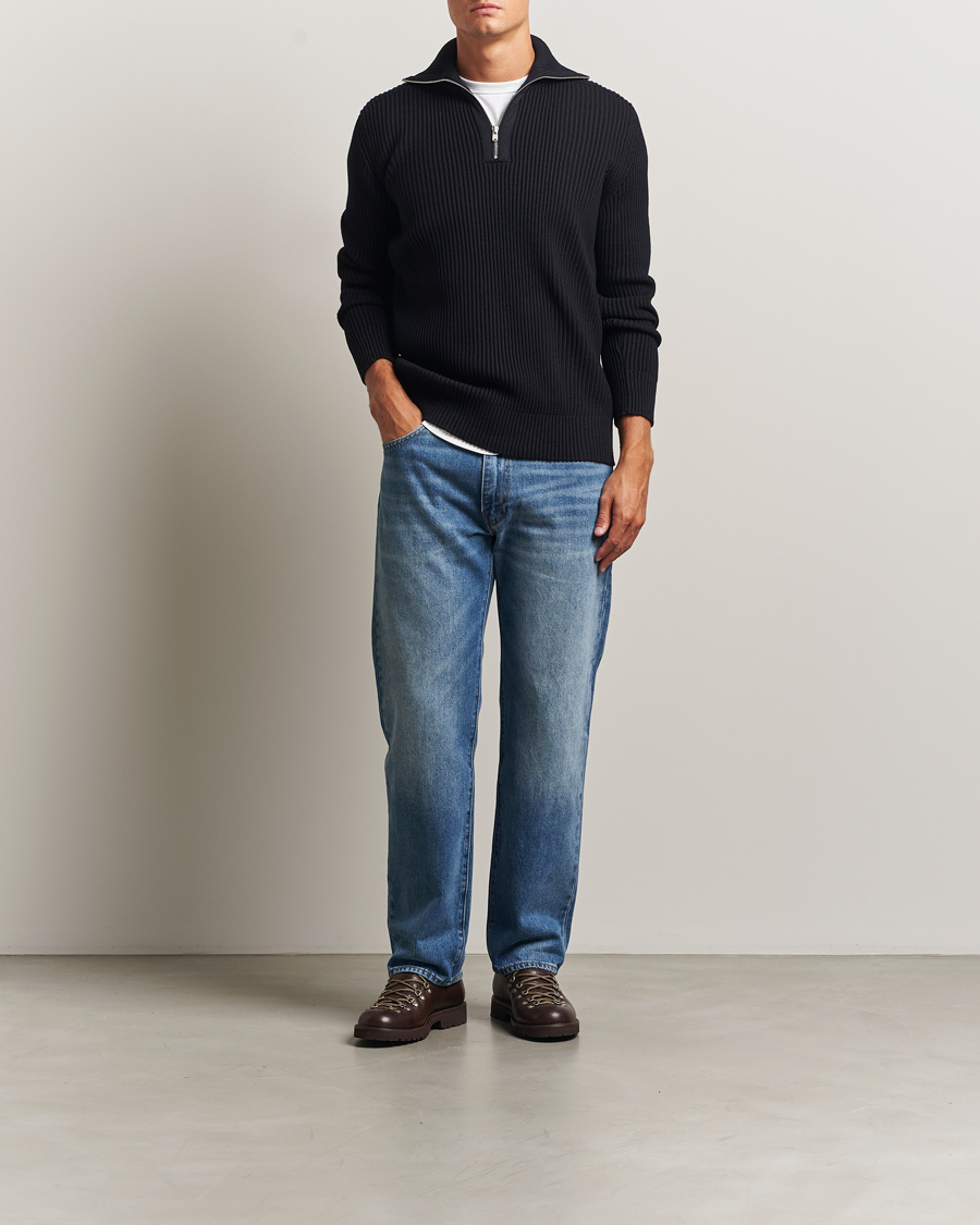 Men | Sweaters & Knitwear | S.N.S. Herning | Fender Short Zip Navy Blue